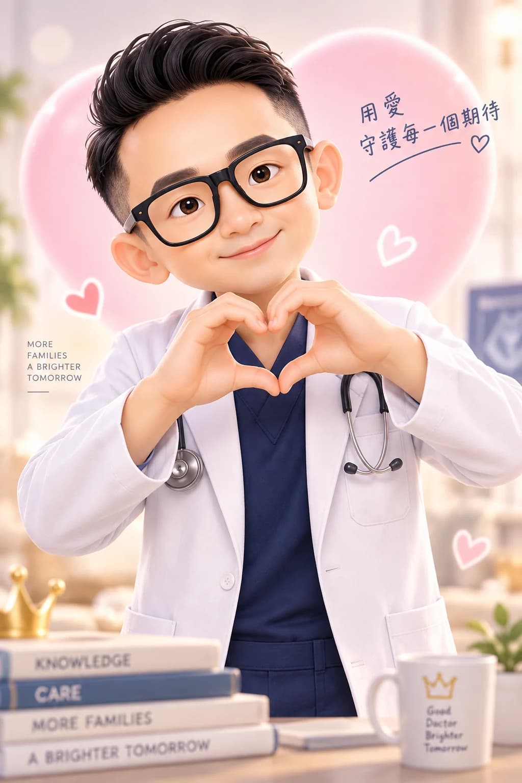 小王子醫師雙手比出愛心：用愛守護每一個期待